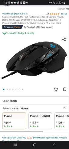 Logitech G502 HERO High Performance Wired Gaming Mouse